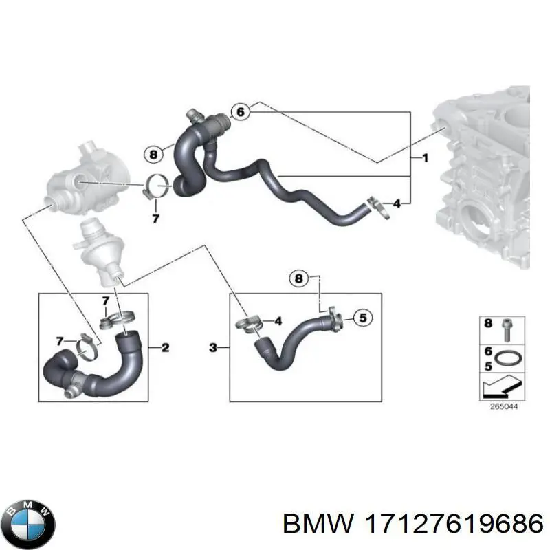 Купити 17127619686 BMW Шланг/патрубок радіатора охолодження, верхній