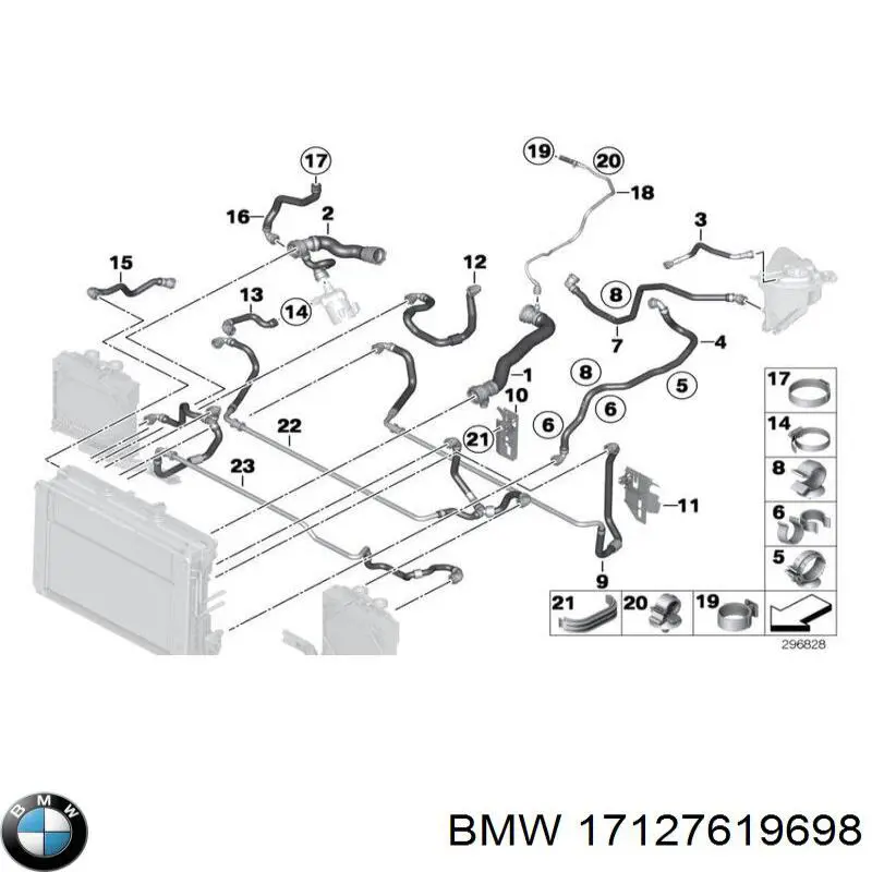 Купити 17127619698 BMW Шланг/патрубок радіатора охолодження, верхній