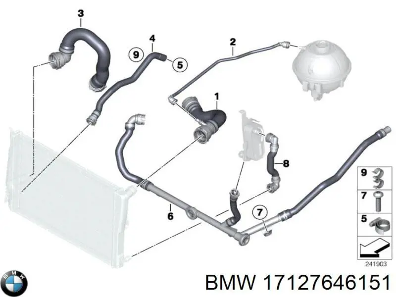 Шланг/патрубок радіатора охолодження, нижній BMW 17127601848 ціна, від 19.31 USD