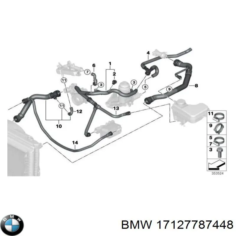 Купити 17127787448 BMW Шланг/патрубок радіатора охолодження, верхній
