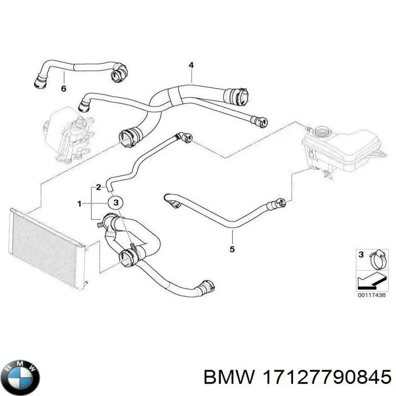 Шланг/патрубок радіатора охолодження, верхній BMW 17127790845 ціна, від 146.19 USD