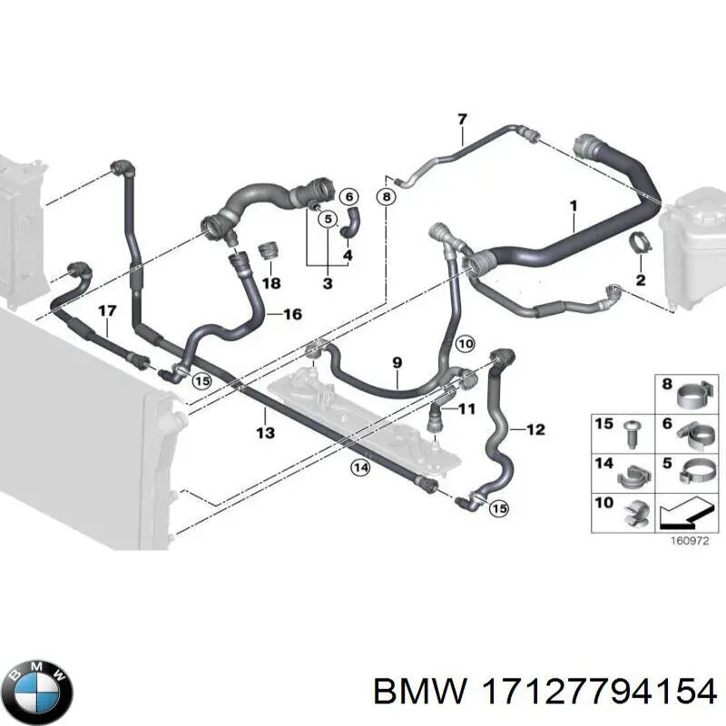 Шланг/патрубок радіатора охолодження, нижній BMW 17127794154 ціна, від 25.34 USD