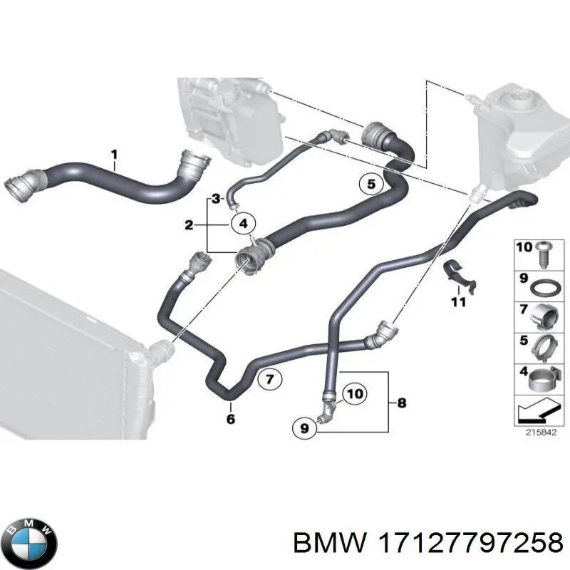 Шланг/патрубок радіатора охолодження, нижній BMW 17127797258 ціна, від 28.16 USD