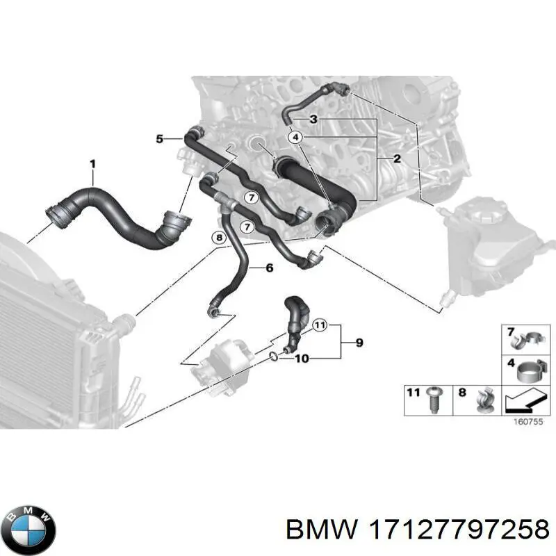 17127797258 BMW шланг/патрубок радіатора охолодження, нижній