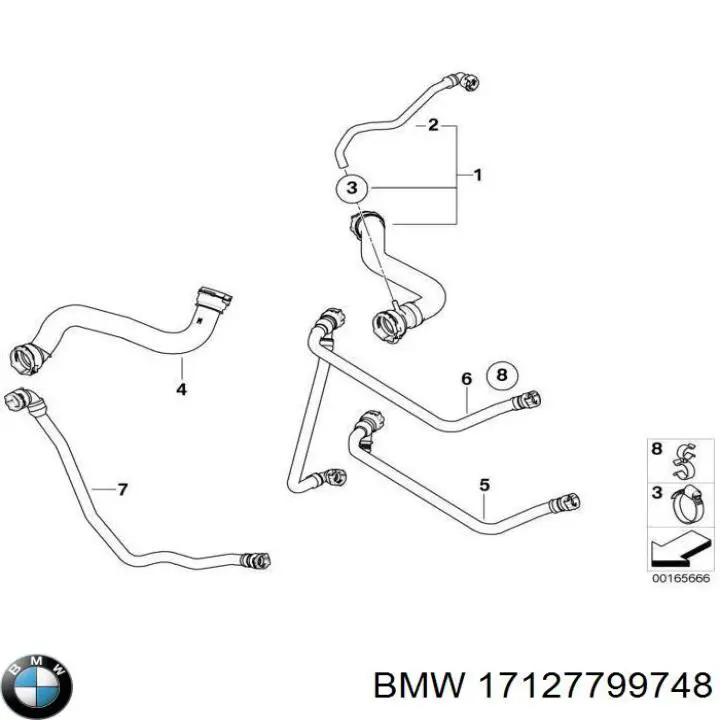 Шланг/патрубок радіатора охолодження, нижній 17127799748 BMW