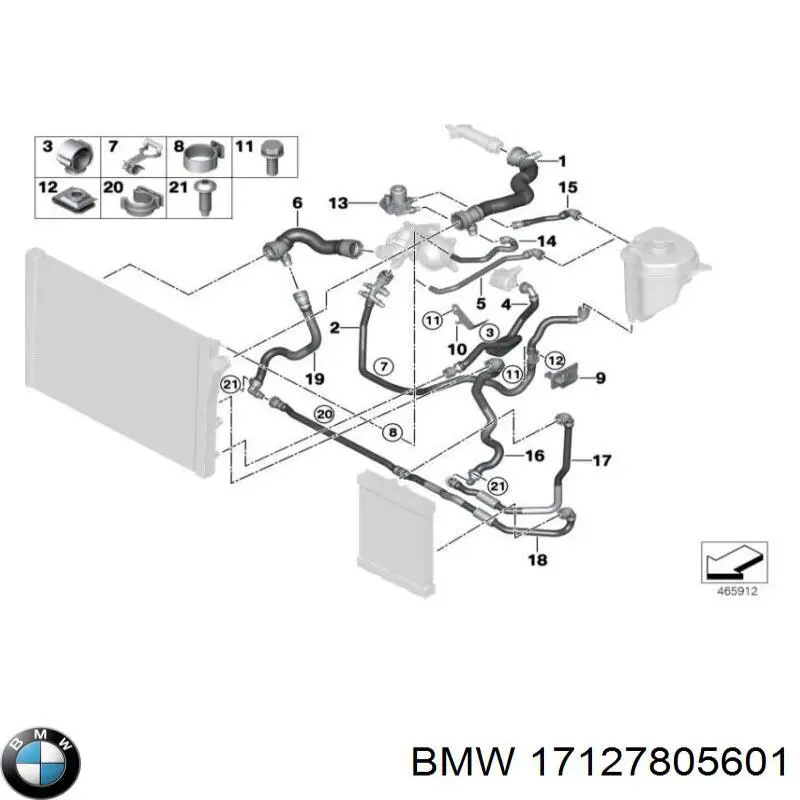 17127805601 BMW шланг/патрубок радіатора охолодження, верхній