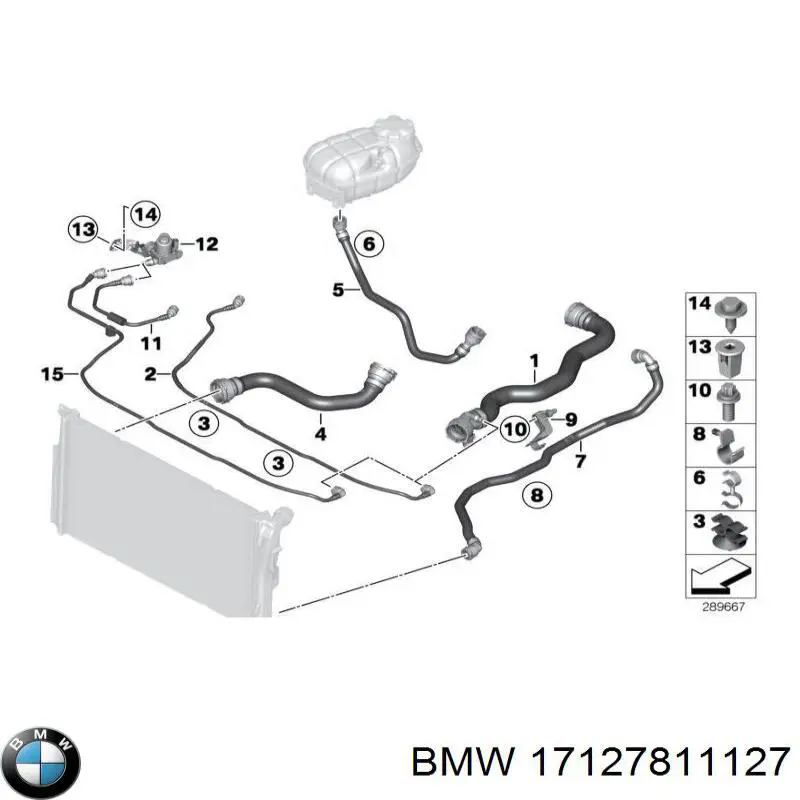 Шланг/патрубок радіатора охолодження, верхній BMW 17127811127 ціна, від 21.53 USD