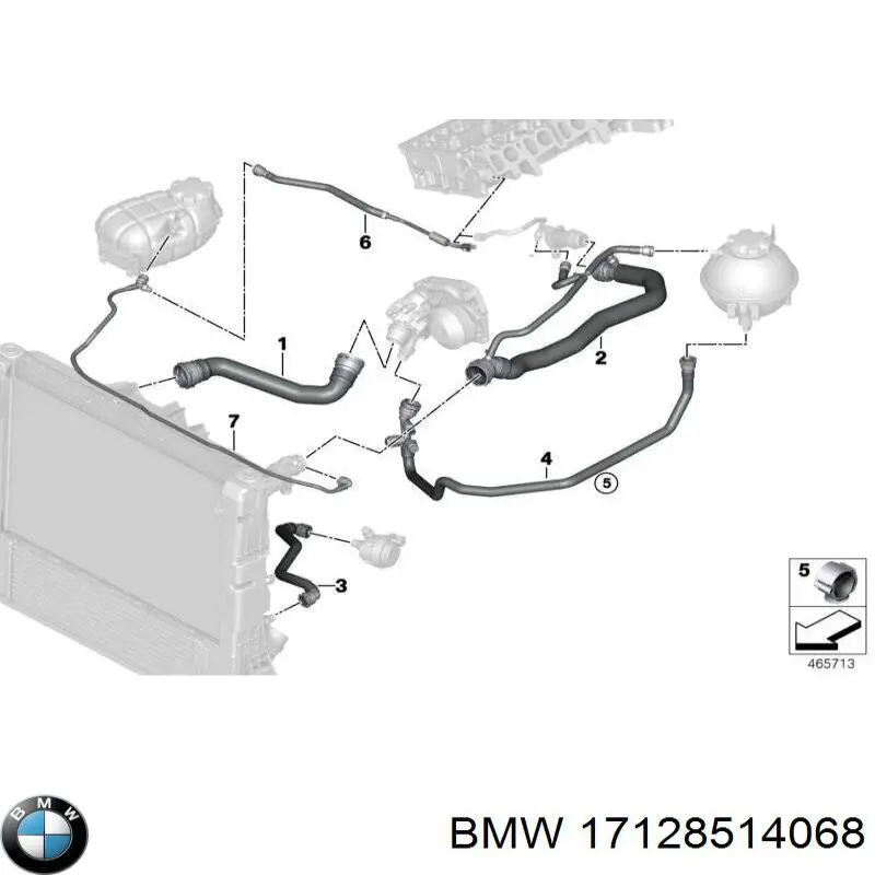 Шланг/патрубок радіатора охолодження, нижній BMW 17128514068 ціна, від 27.44 USD