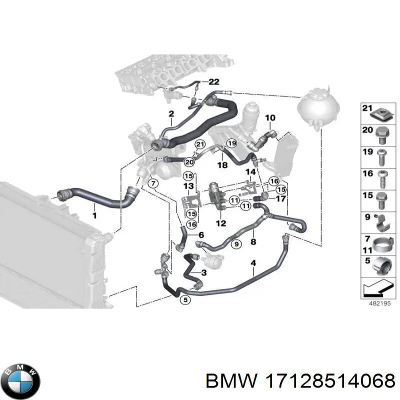 17128514068 BMW Шланг/патрубок радіатора охолодження, нижній