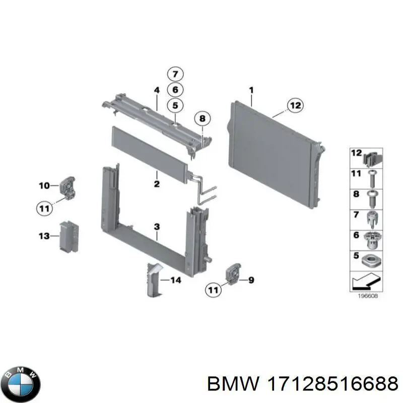 Шланг/патрубок радіатора охолодження, верхній BMW 17128516688 ціна, від 153.79 USD