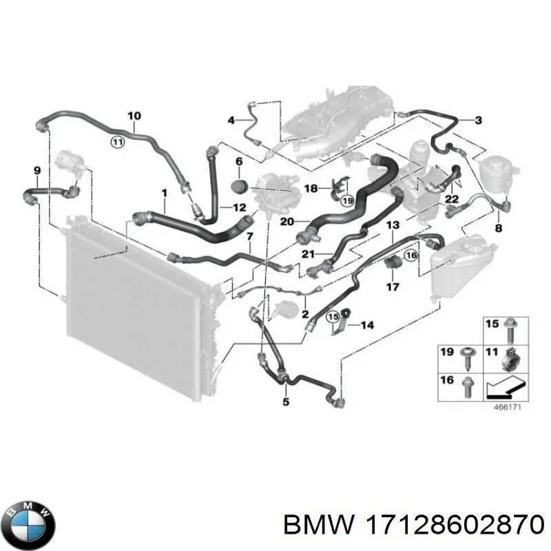 17128602870 BMW шланг (патрубок охолодження від додаткового насоса до помпи)