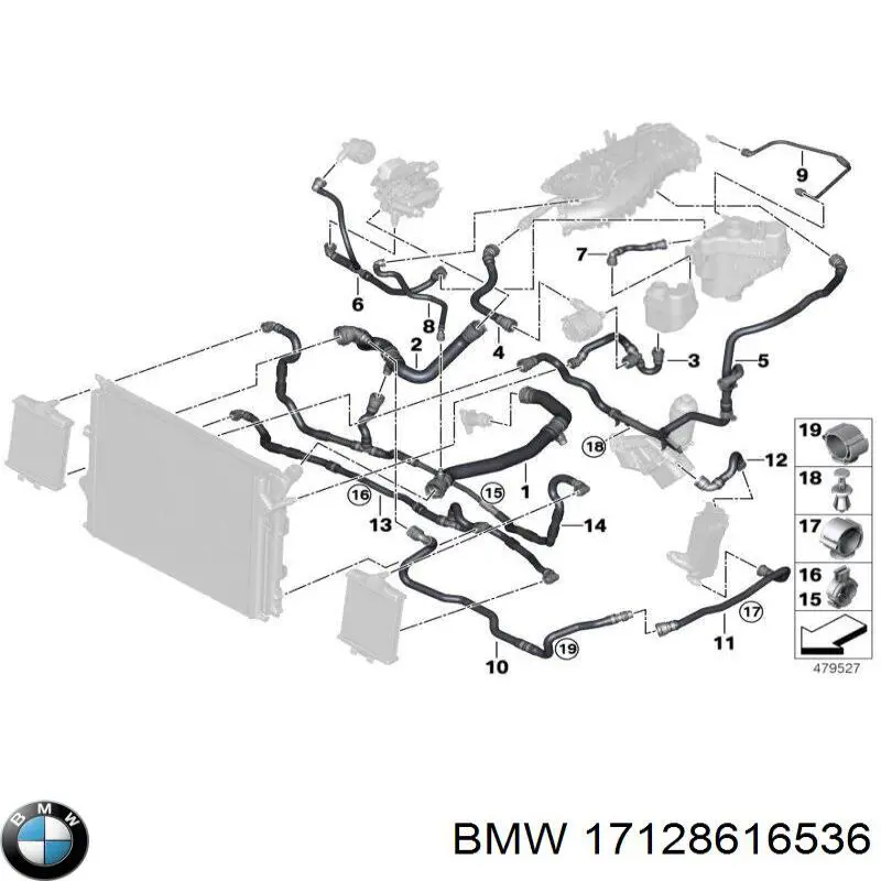 17128616536 BMW шланг/патрубок системи охолодження