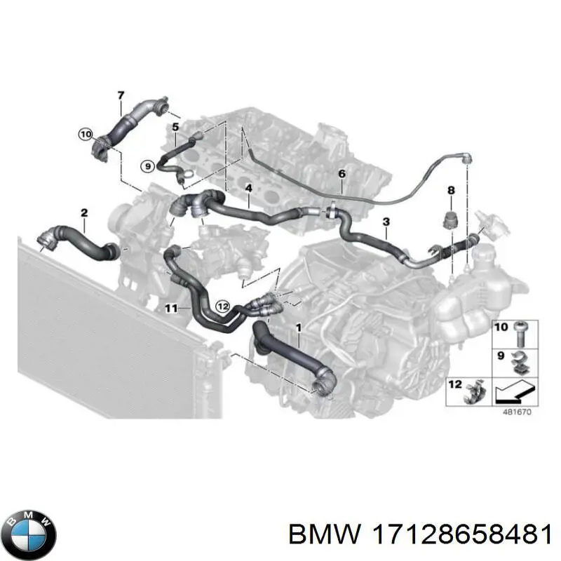 17128658481 BMW Шланг/патрубок радіатора охолодження, нижній