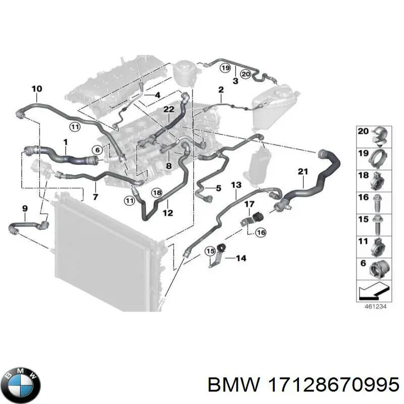 Шланг/патрубок радіатора охолодження, нижній BMW 17128670995 ціна, від 58.66 USD