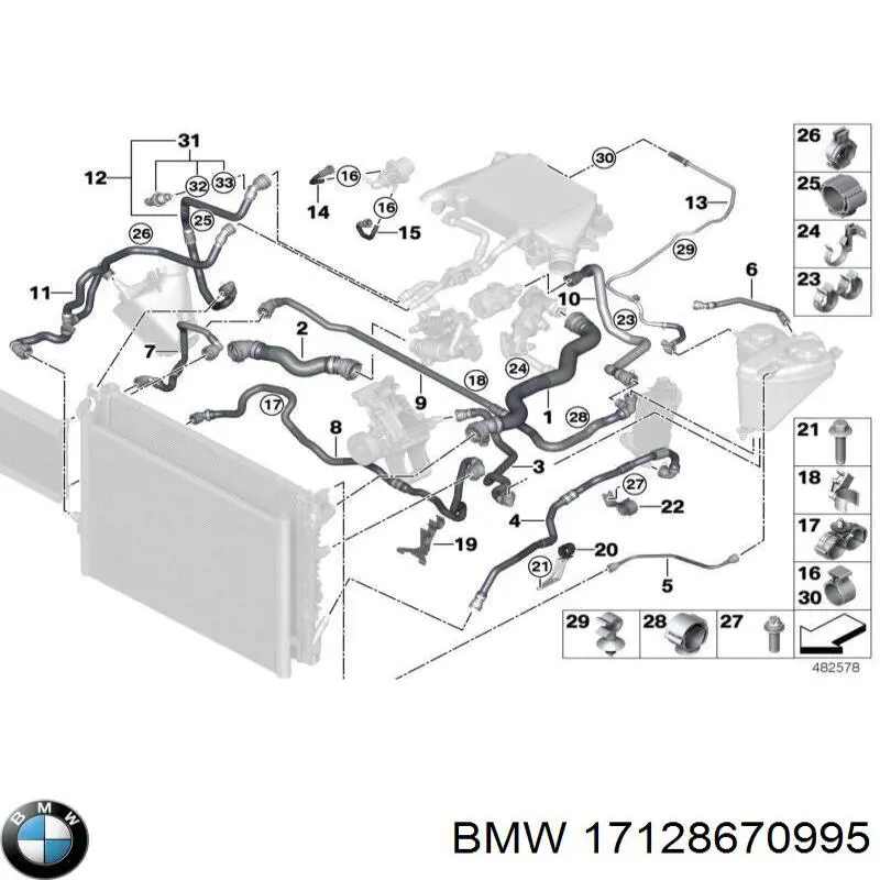  Шланг/патрубок радіатора охолодження, нижній BMW 5 