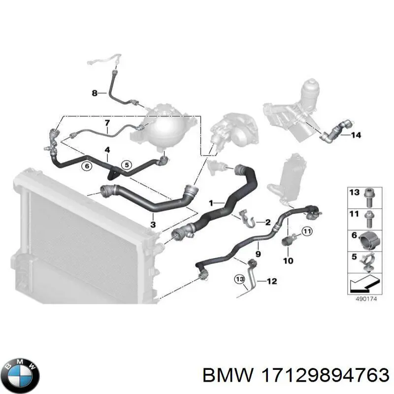 Купити 17129894763 BMW Шланг/патрубок радіатора охолодження, нижній