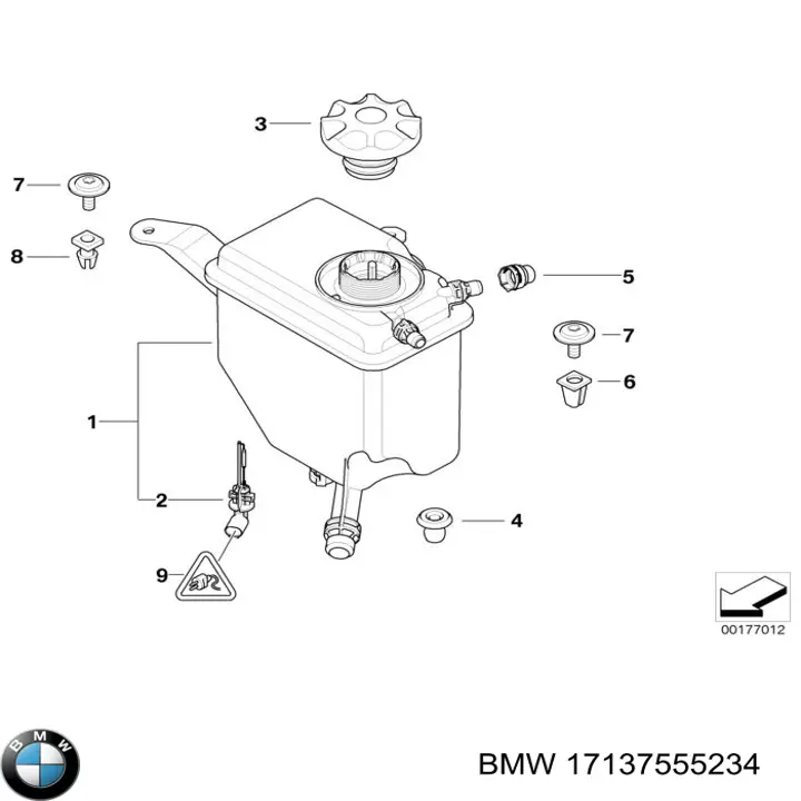 Бачок системи охолодження двигуна розширювальний BMW 17137555234 ціна, від 175.60 USD