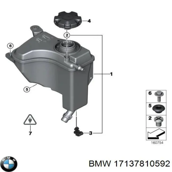 Бачок системи охолодження двигуна розширювальний BMW 17137810592 ціна, від 37.38 USD