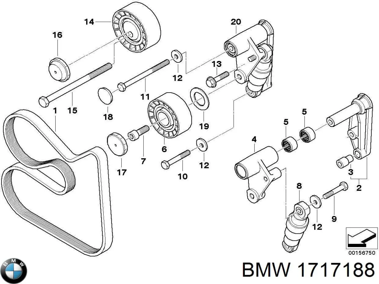 Натягувач приводного ременя 1717188 BMW