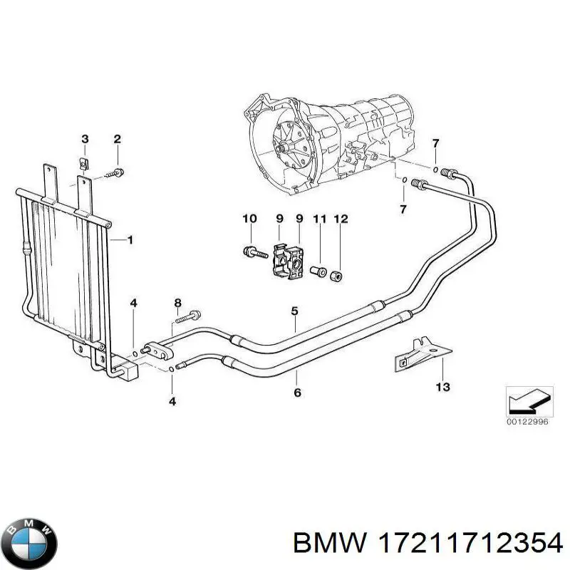 17211712354 BMW кільце ущільнювача трубки охолодження акпп