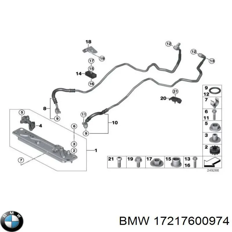 17217600974 BMW трубка/шланг масляного радіатора, обратка/низького тиску
