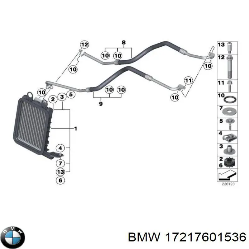 Радіатор масляний BMW 17217601536 ціна, від 200.34 USD