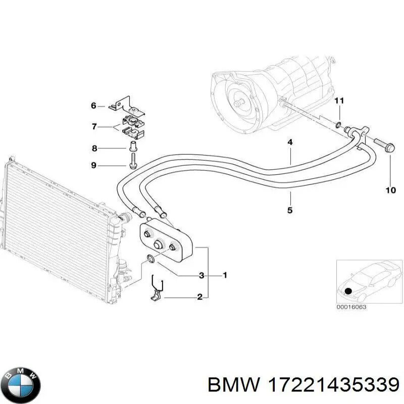 Трубка/шланг масляного радіаторазворотка/низького тиску 17221435339 BMW