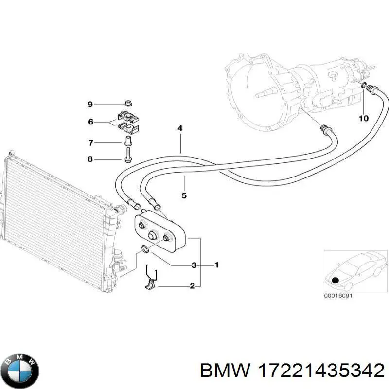 Трубка/шланг масляного радіатора, від блоку до радіатора BMW 17221435342 ціна, від 346.17 USD
