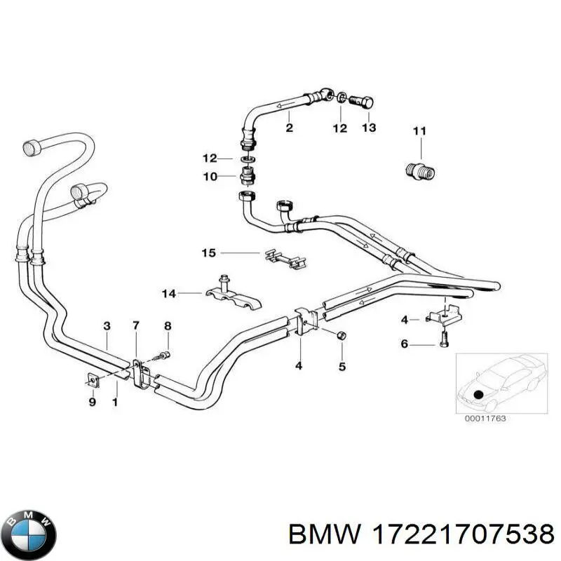 Трубка/шланг масляного радіатора, від блоку до радіатора BMW 17221707538 ціна, від 247.74 USD