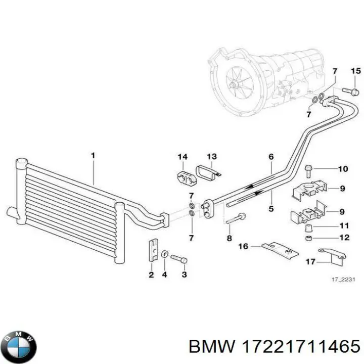 Трубка/шланг масляного радіатора, обратка/низького тиску BMW 17221711465 ціна, від 178.42 USD