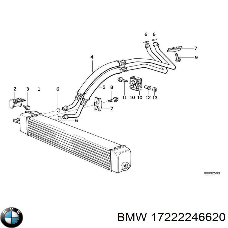 Трубка/шланг масляного радіатора, від блоку до радіатора BMW 17222246620 ціна, від 206.18 USD