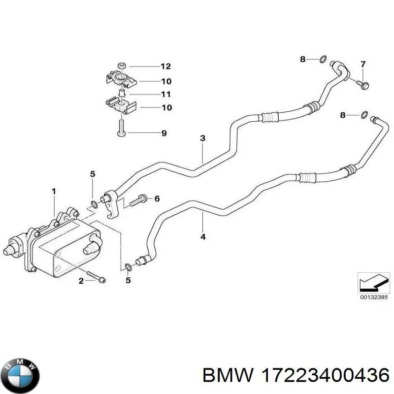 17223400436 BMW Трубка низького тиску зворотки масляного радіатора