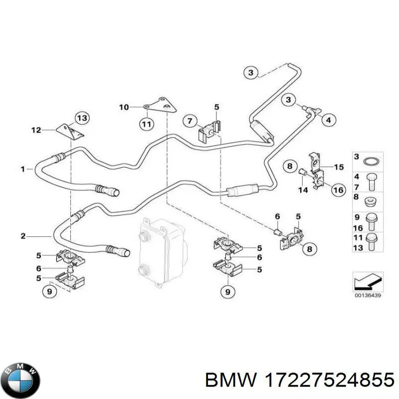 Купити 17227572598 BMW Трубка/шланг масляного радіаторазворотка/низького тиску