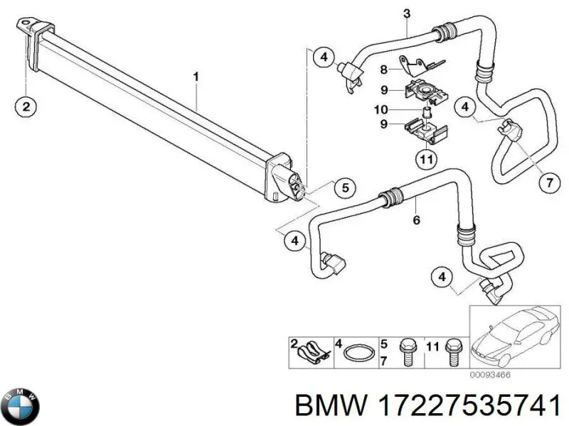 Трубка низького тиску зворотки масляного радіатора BMW 17227535741 ціна, від 31.67 USD
