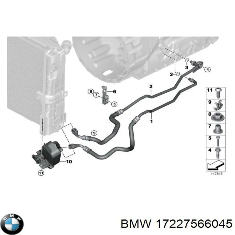 17227604780 BMW Трубка низького тиску зворотки масляного радіатора