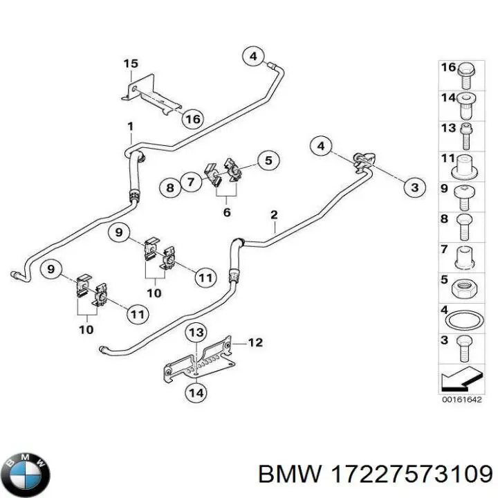 Трубка/шланг масляного радіатора, від блоку до радіатора BMW 17227573109 ціна, від 82.33 USD
