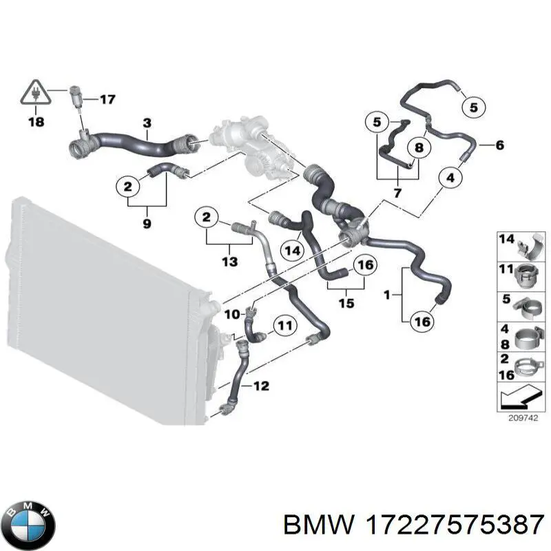Шланг/патрубок радіатора охолодження, нижній BMW 17227575387 ціна, від 15.28 USD