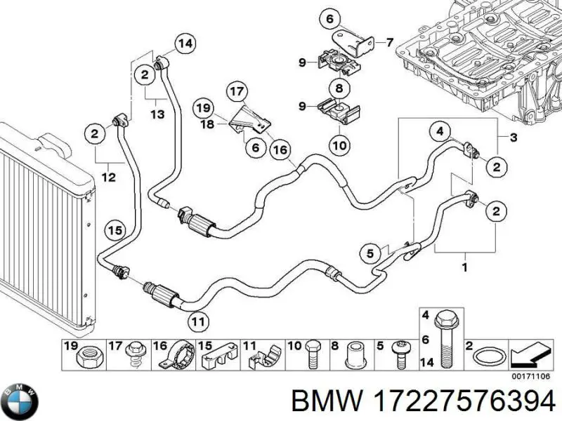 17227576394 BMW Трубка/шланг масляного радіатора, високого тиску