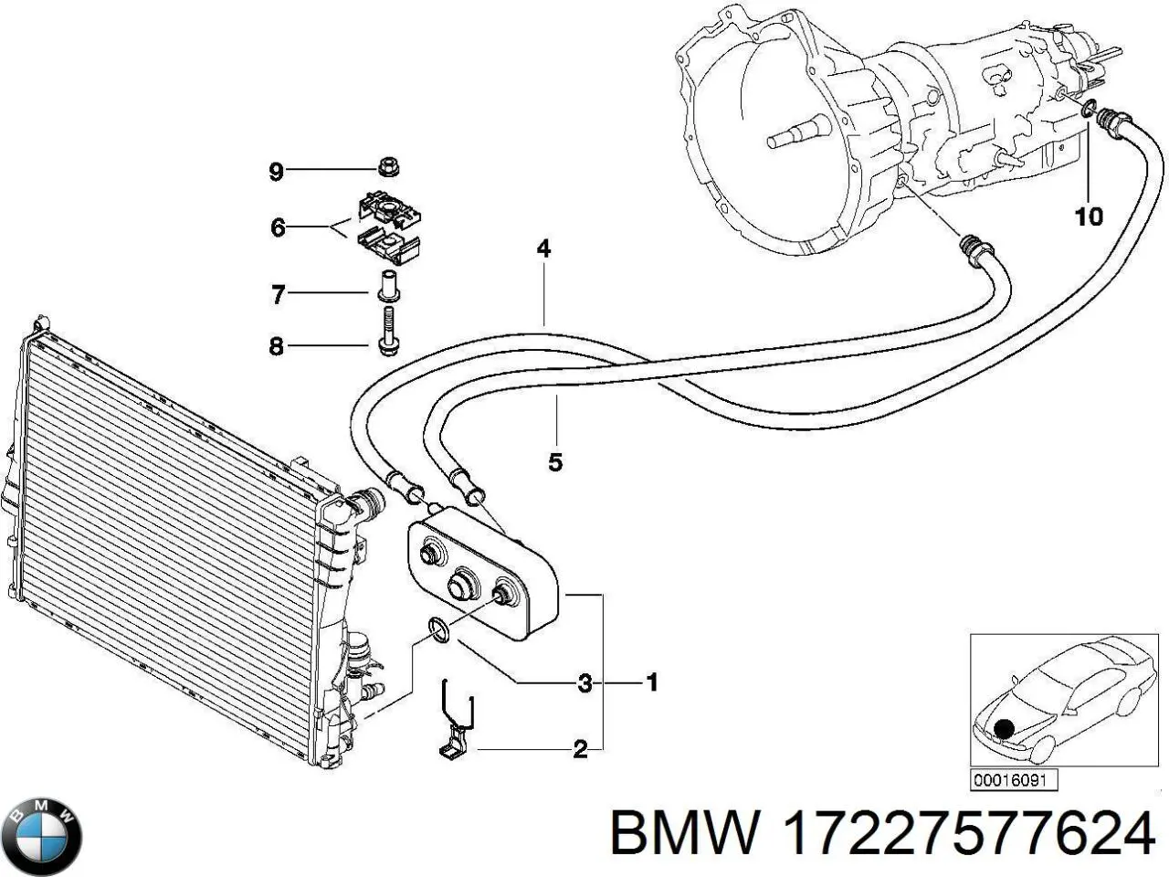 Трубка/шланг масляного радіатора, від блоку до радіатора BMW 17227577624 ціна, від 348.30 USD
