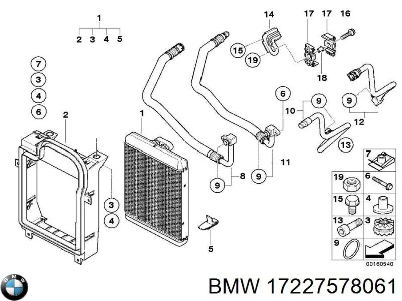 Трубка/шланг масляного радіатора, від блоку до радіатора BMW 17227578061 ціна, від 22.22 USD