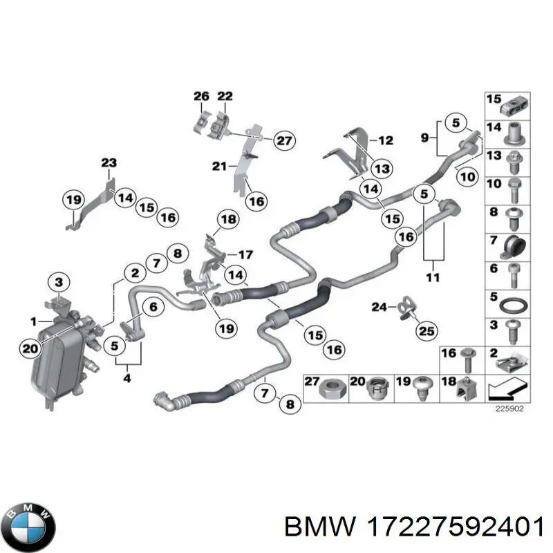 Купити 17227592401 BMW Трубка/шланг масляного радіатора, від блока до радіатора