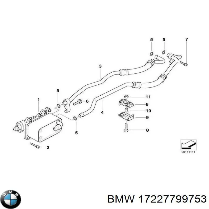 17227799753 BMW Трубка низького тиску зворотки масляного радіатора