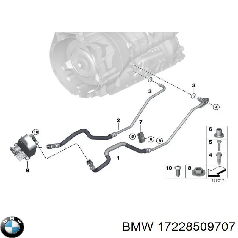 Трубка/шланг масляного радіатора, обратка/низького тиску BMW 17228509707 ціна, від 82.87 USD