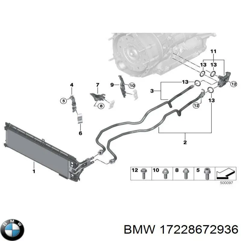 17228672936 BMW Трубка масляного радіатора АКПП, верхня