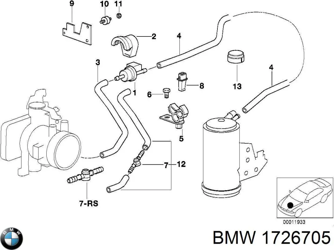 1726705 BMW клапан вентиляції газів паливного бака
