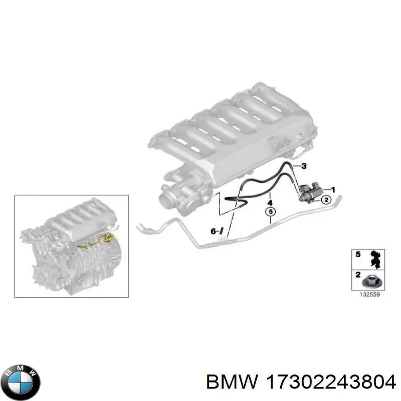 Клапан перетворювач тиску наддуву (соленоїд) BMW 17302243804 ціна, від 4.23 USD