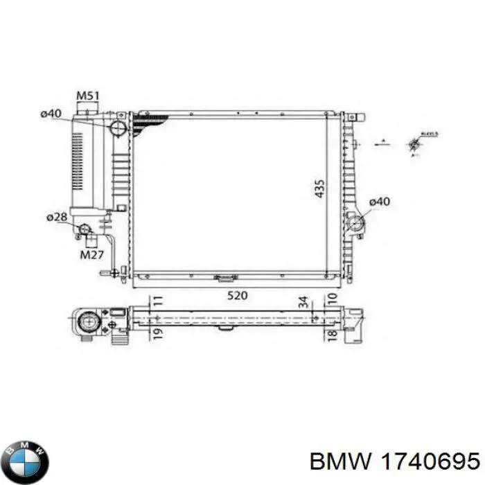 Радіатор основний BMW 1740695 ціна, від 110.30 USD