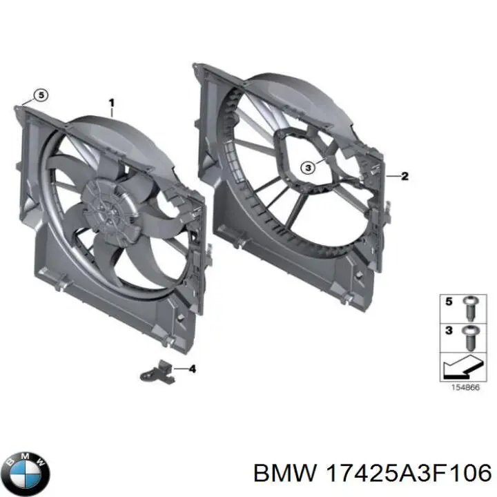 Дифузор радіатора охолодження, в зборі з двигуном і крильчаткою BMW 17425A3F106 ціна, від 246.41 USD