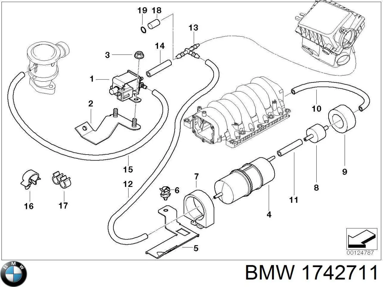 Купити 1742711 BMW Клапан перетворювач тиску наддуву (соленоїд)