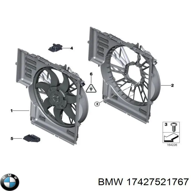 17427521767 BMW дифузор радіатора охолодження, в зборі з двигуном і крильчаткою